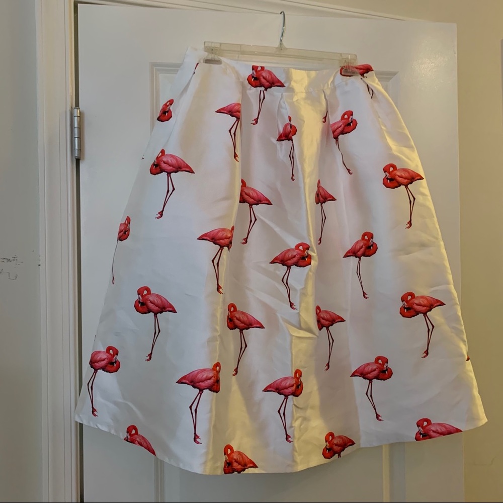 Chicwish Chic Flamingos Pleated A-line Skirt